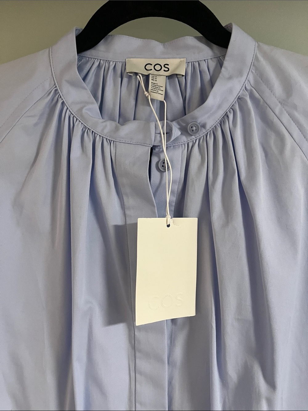 COS Pale Blue Button-Front Midi Dress - Picture 2 of 4